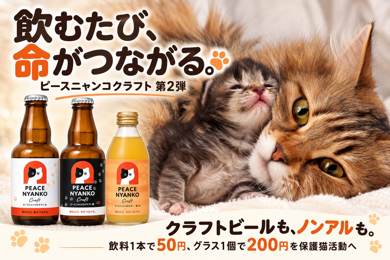 ピースニャンコクラフト 第2弾｜保護猫を支えるクラフト飲料 – ODORIJI